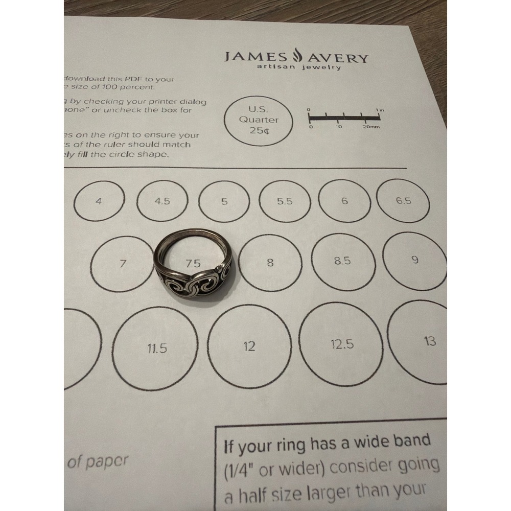 James Avery Sterling Silver Scroll Band Ring Size 7.5 Scrollwork Swirl retired - Picture 6 of 6